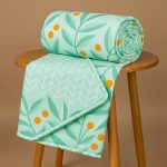 BSB HOME Pure Cotton 120 GSM Reversible Soft Lightweight Printed Double Bed Blanket/AC Dohar/Skin Friendly Dohar-220×230 cm-Light Green